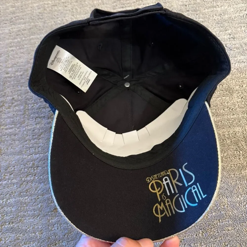 Disneyland Paris Is Magical Black Gold Glitter Tinkerbell Adult Hat‎ Cap NWT